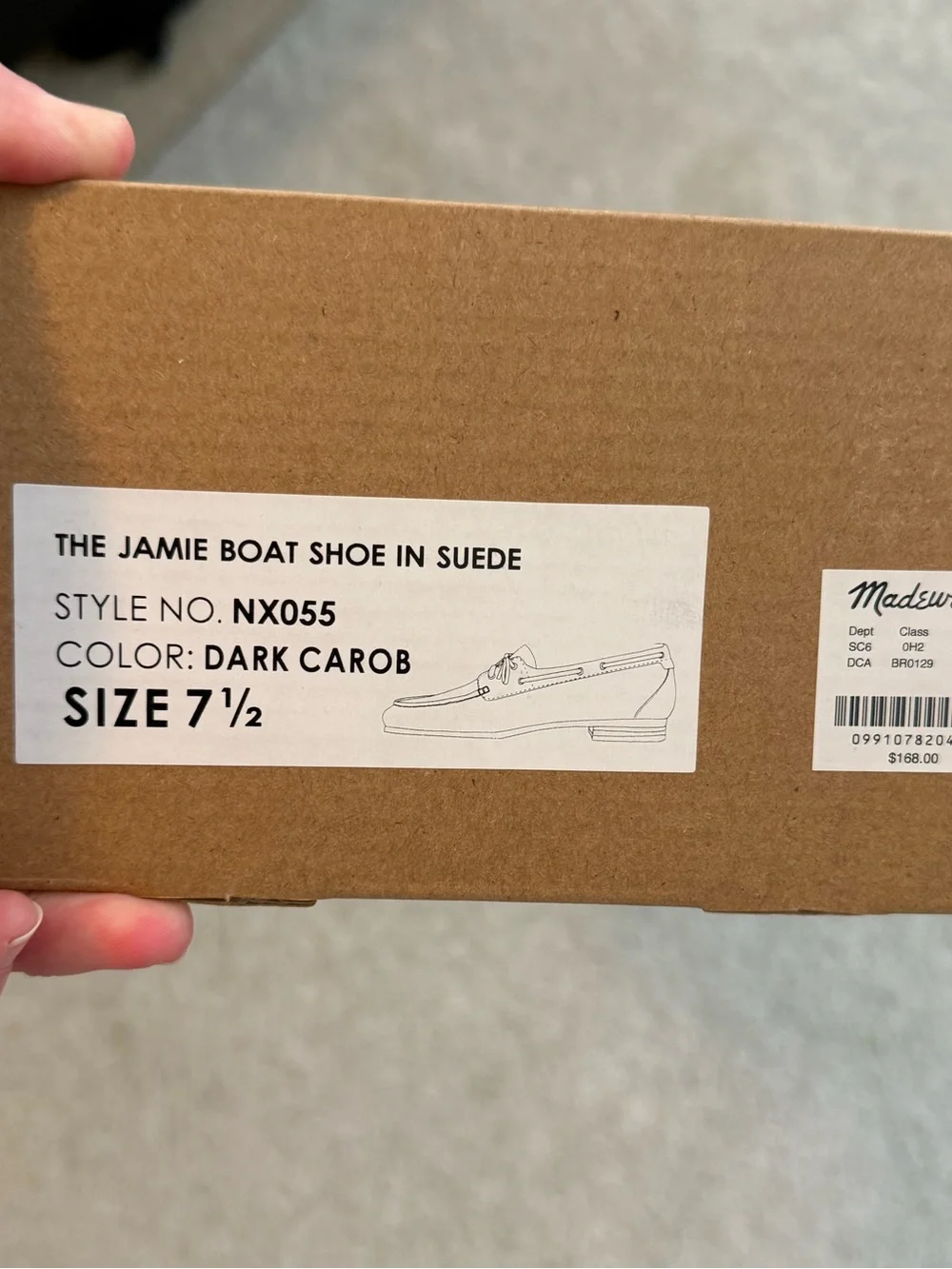 Madewell EUC Womens 7.5 Dark Brown Suede Jamie Boat Shoes with Red Laces